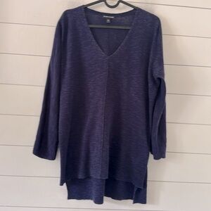 Eileen Fisher  Marked XXS (more S-M) Linen Cotton Slub V-Neck Tunic Sweater